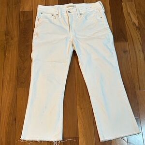 Madewell White Cropped Wide-Leg Jeans